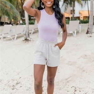 Pink Lilly defining you taupe pull on shorts